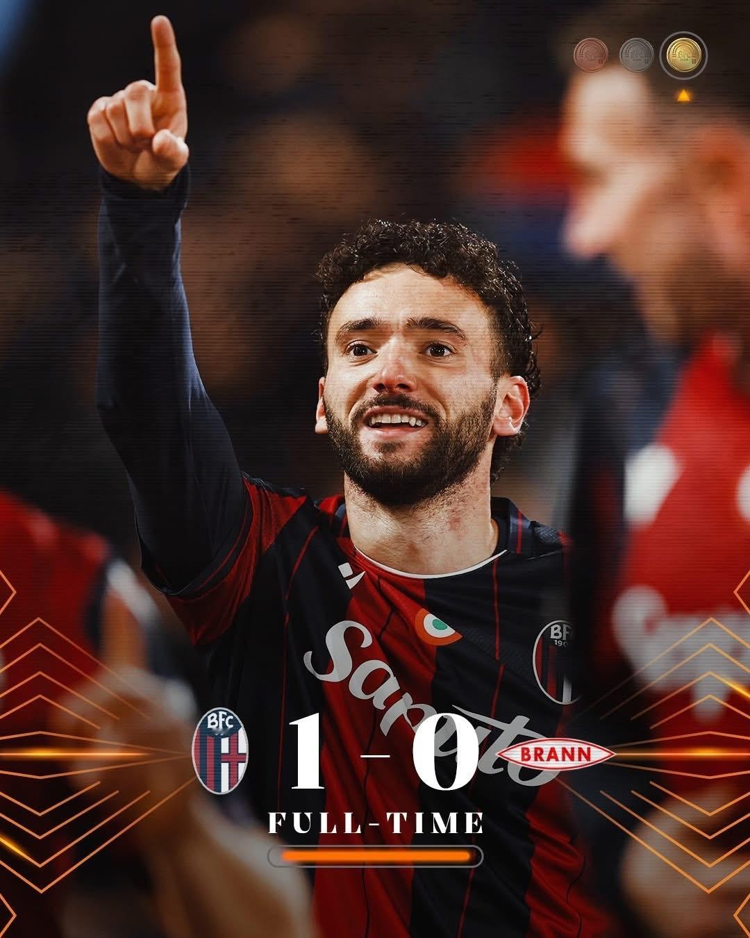 博洛尼亞自從1998/99 球季(當季晉身四強)之後，第一次至少入到歐洲賽十六強