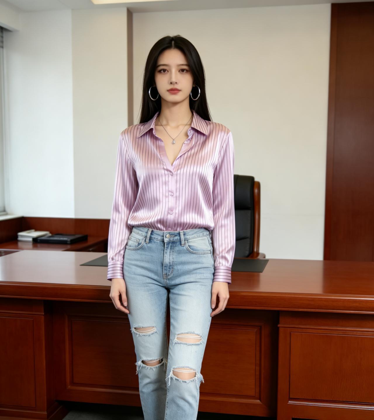 女孩子怎么穿搭既时尚又好看?
我们公司销售部门经理，打扮时尚！