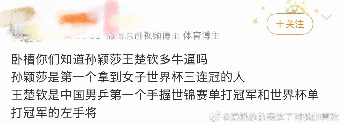 怎么的孙颖莎的两个世锦赛单打冠军被莎头批吃了，给王楚钦加了一大堆限定词想看起来厉