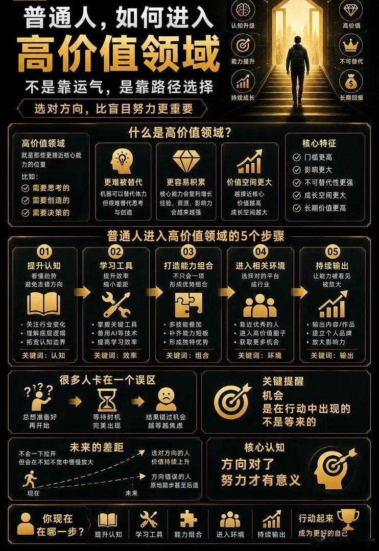 《普通人如何进入高价值领域》很多人都在努力但却发现越努力越没有明显变化问题往往不