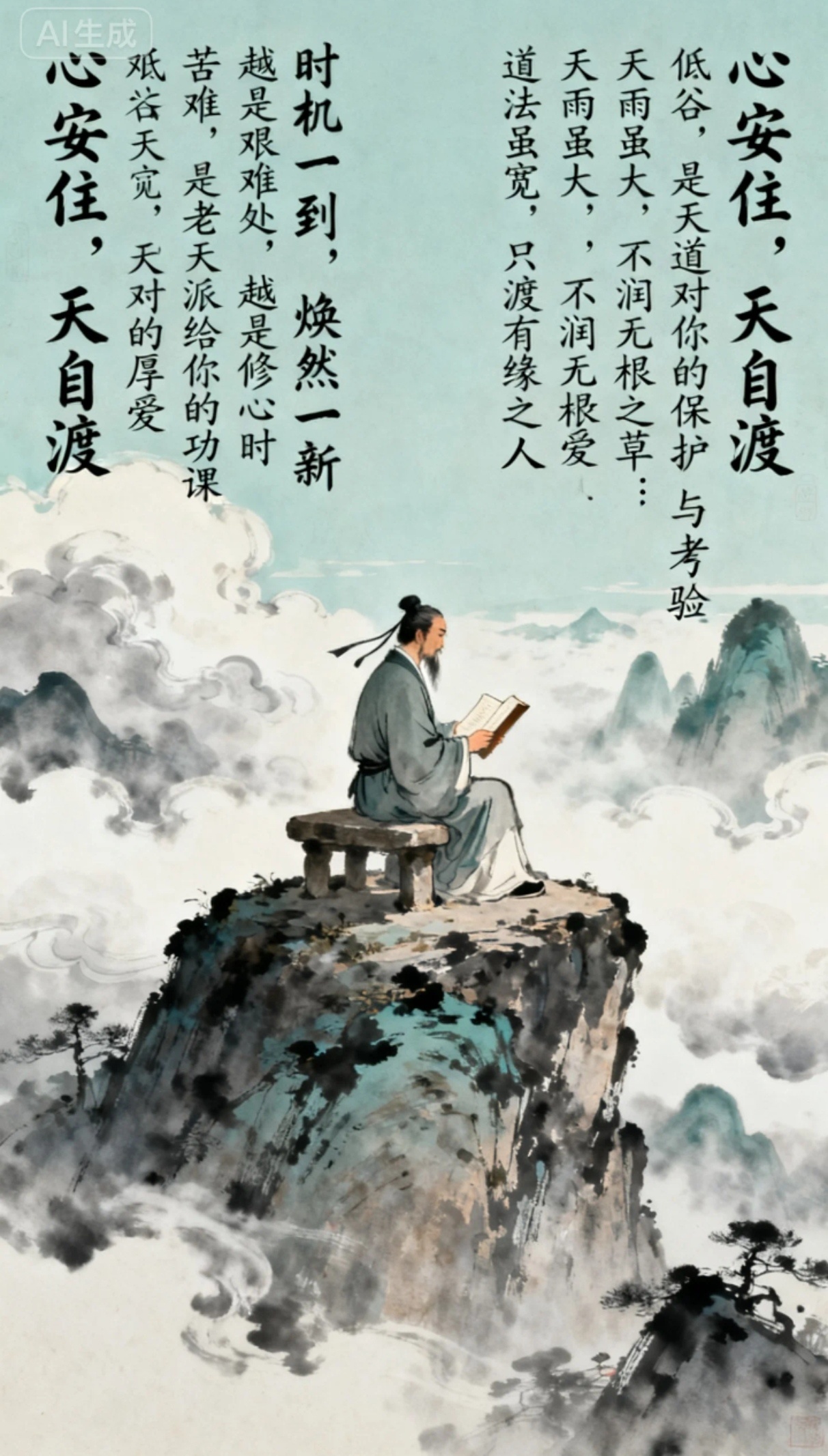 秦岭笑谈[超话]🌤️ 心安住，天自渡无论遭遇什么，哪怕天将倾覆，心先稳住。老天