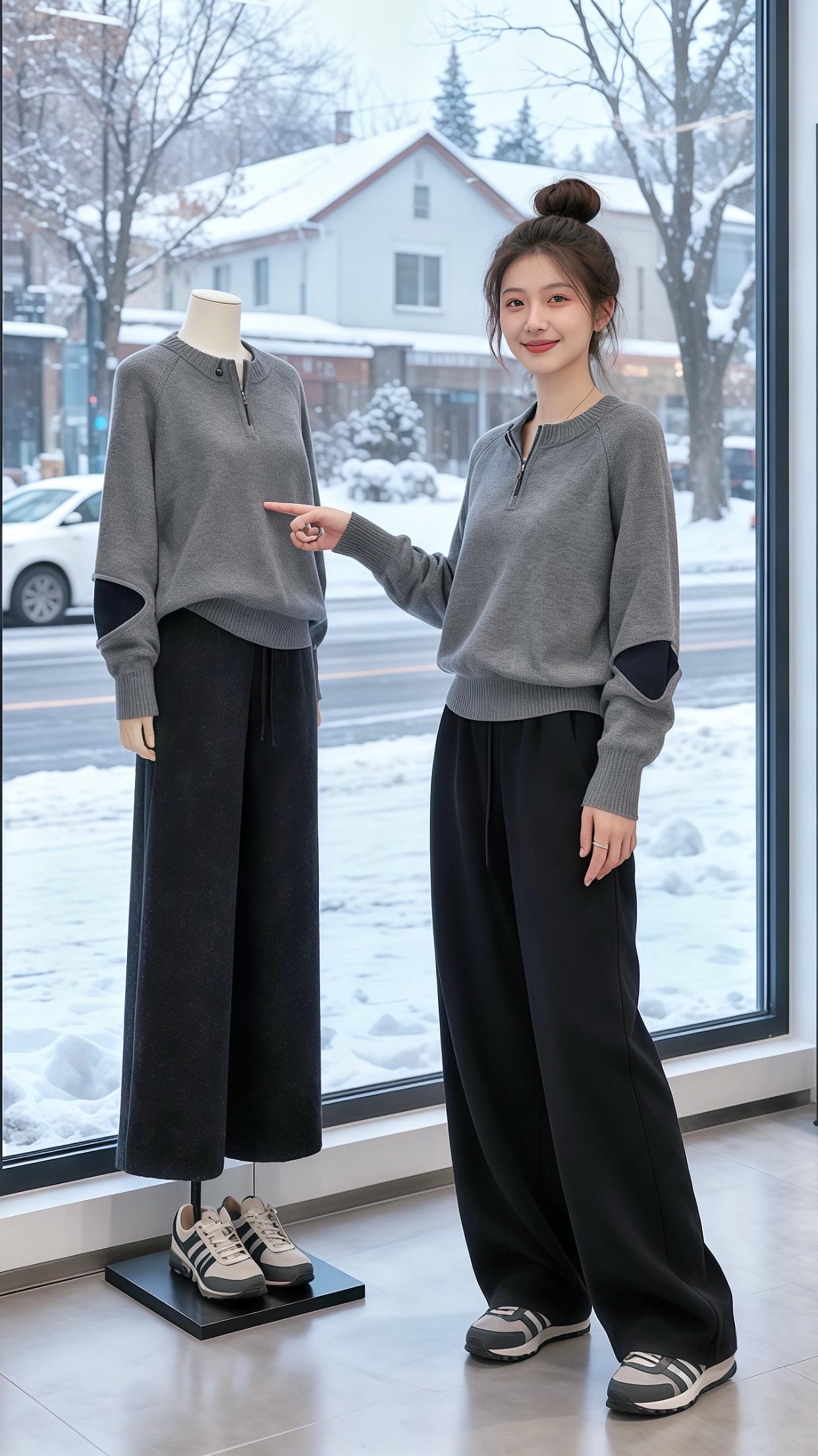 通勤搭配 韩系穿搭 减龄气质 针织衫 慵懒风穿搭