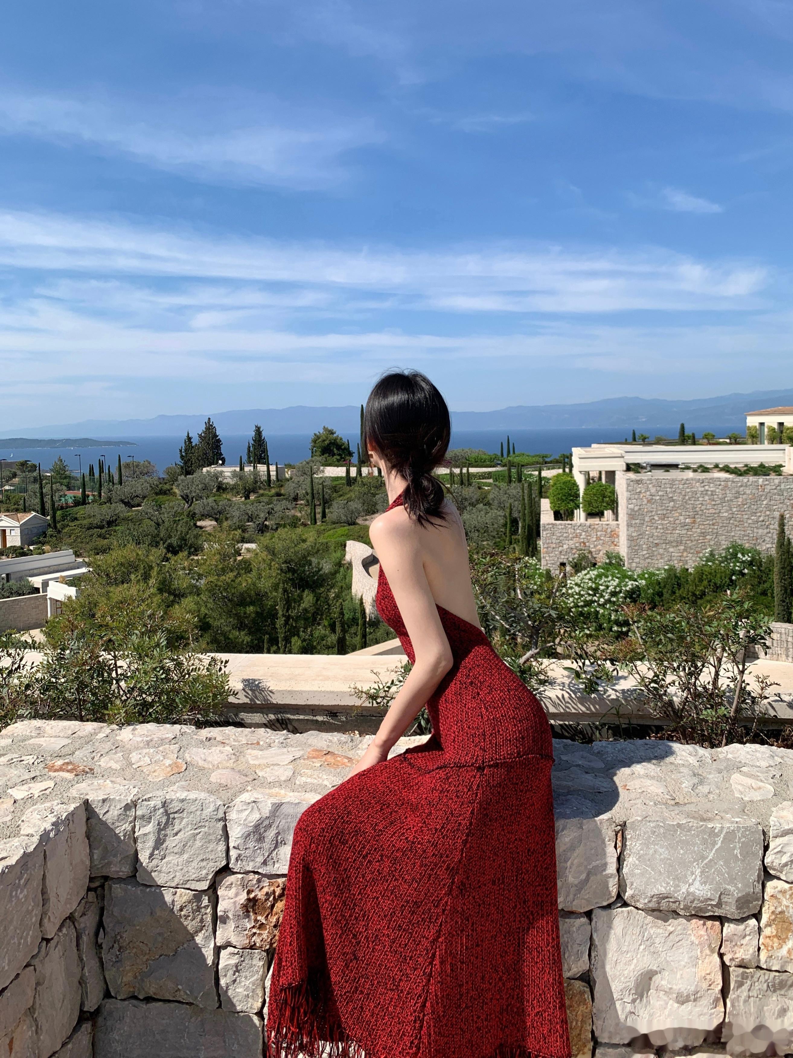 这款是A字挂脖的版型，上身很优雅后面的露背也调整了好几次在性感的同时保证不走光不