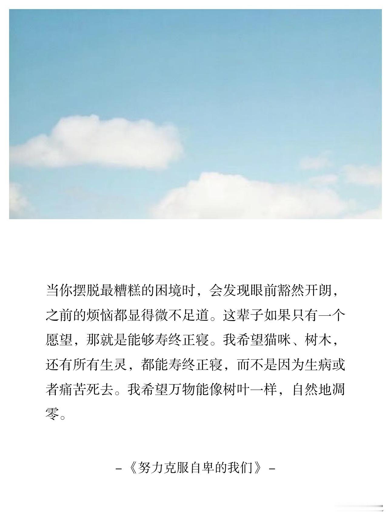 当你摆脱最糟糕的困境时，会发现眼前豁然开朗，之前的烦恼都显得微不足道。这辈子如果