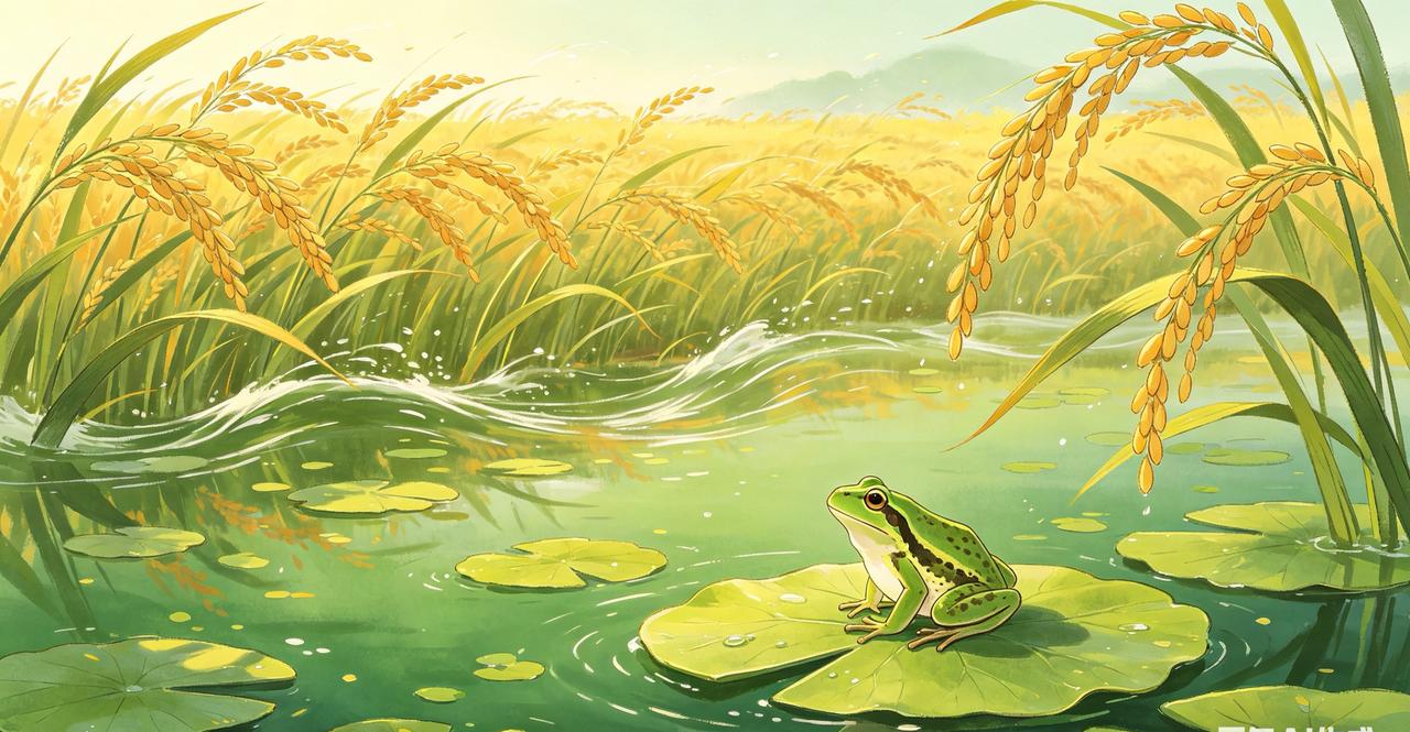 上联：绿水浮蛙叫，对下联清风拂稻香