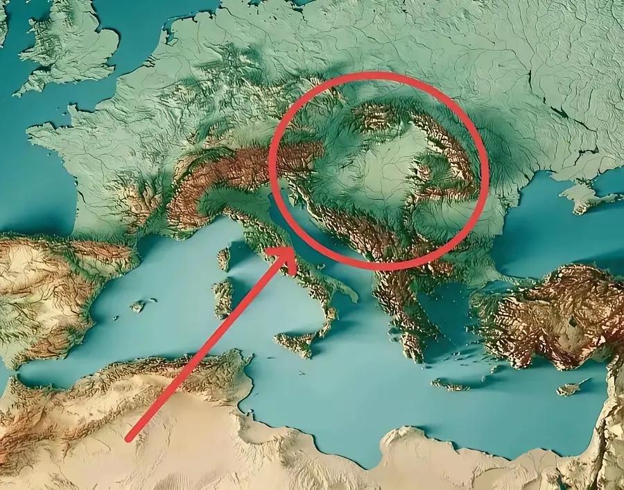 喀尔巴阡盆地，这个地方类似于中国的关中平原，甚至比关中更好：

居大陆中心，四面