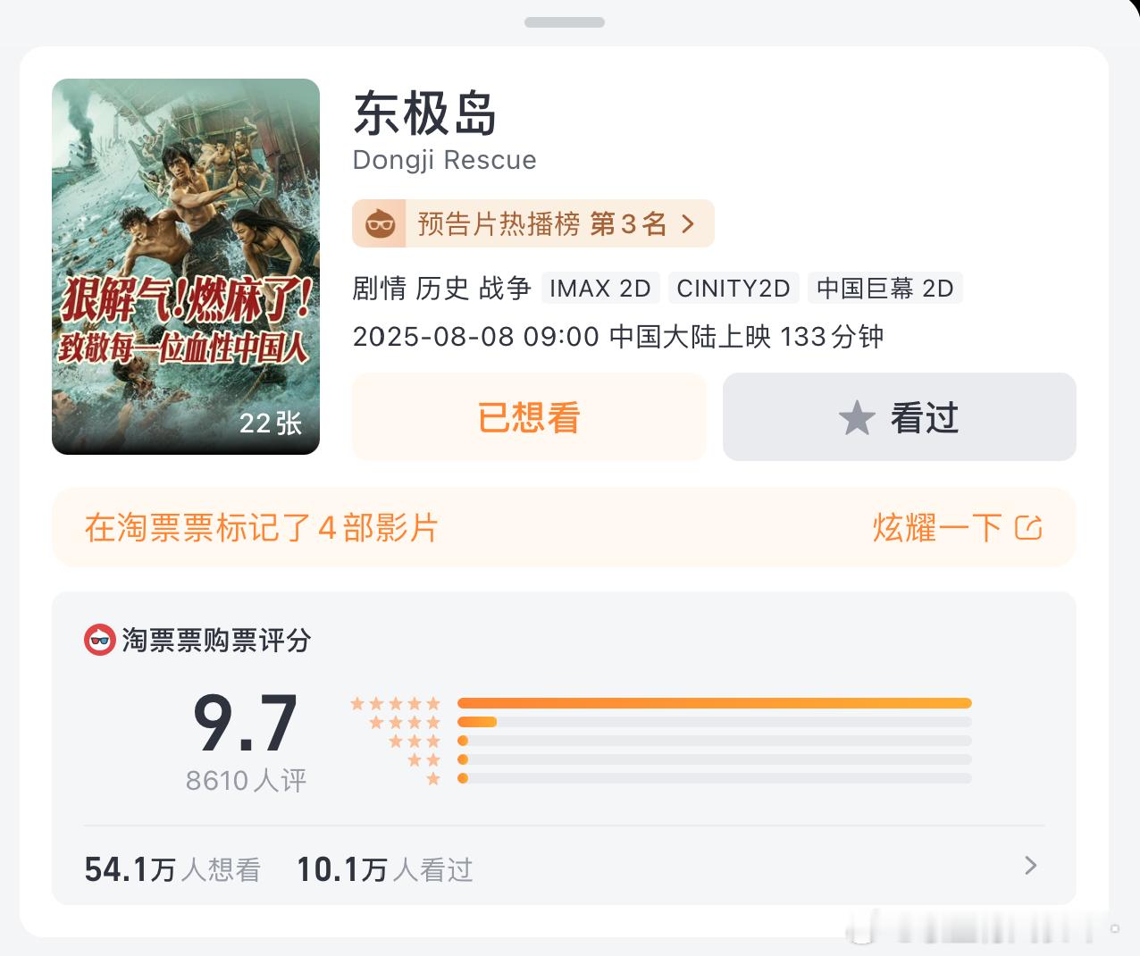 东极岛开分9.7 已经刷到很多好评了，最后的反鲨看得人热血沸腾！这个东极岛又燃又