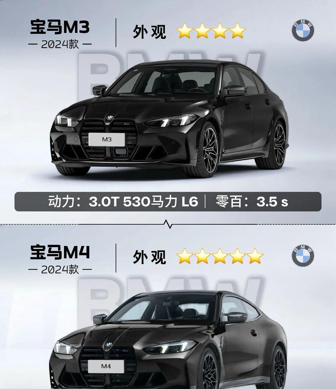 宝马M3 vs M4，亲兄弟怎么选？同款3.0T直列六缸，性能底子几乎一样，灵魂