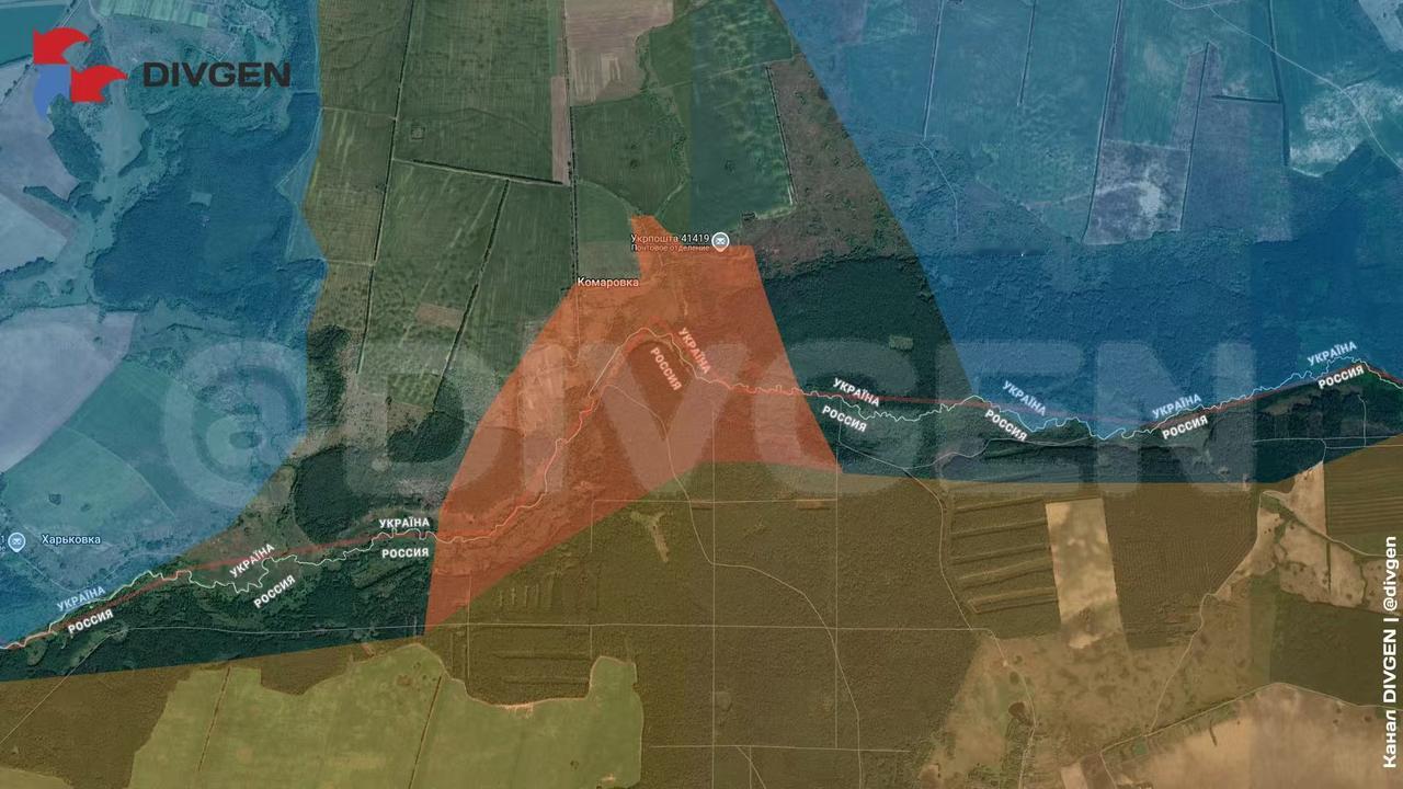 苏梅方向 ，北部集群估计觉得太冷了，在这里热了热身，突然从库尔斯克冲过边境，解放