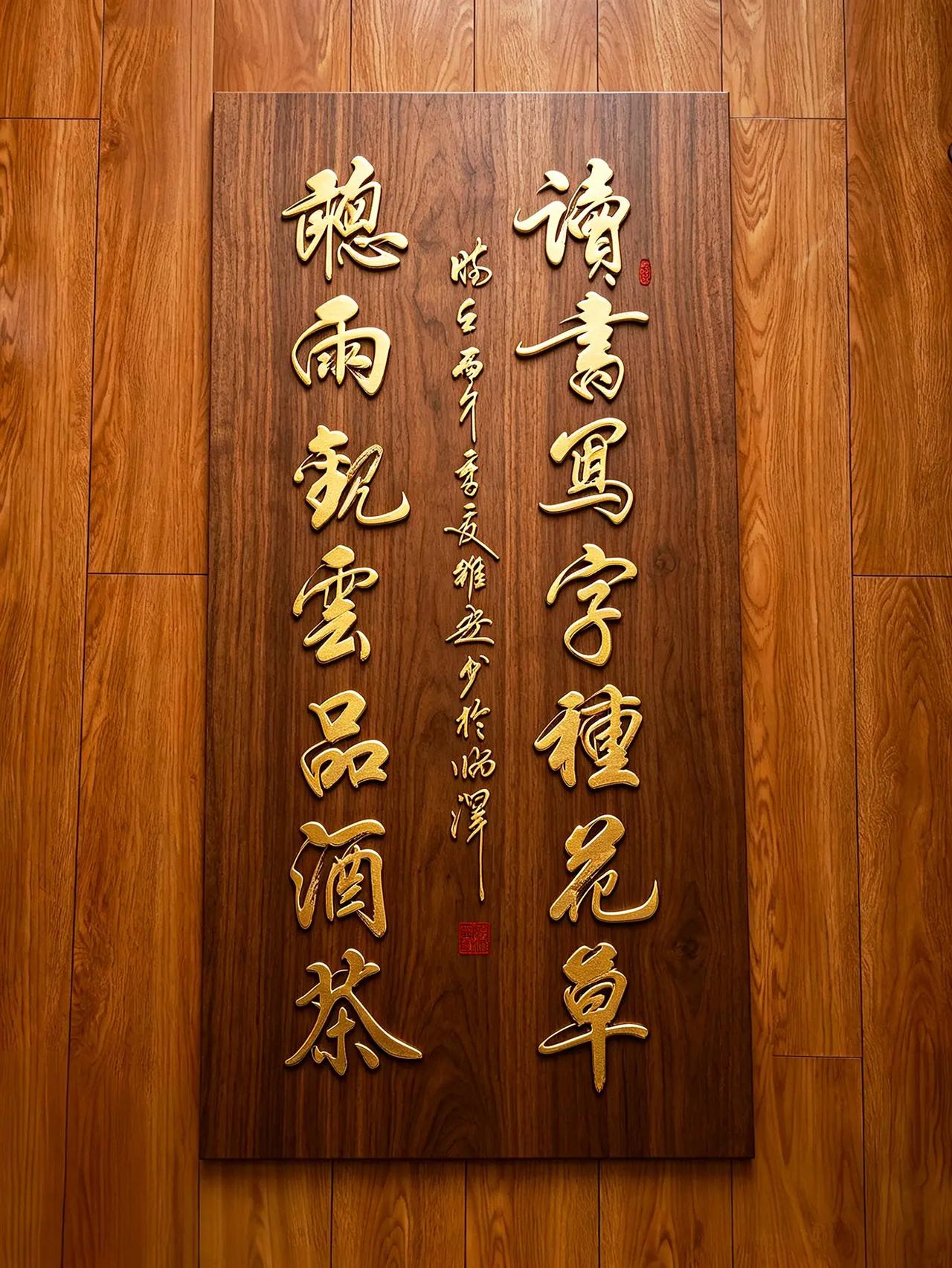 维安原创书法作品。金刻木纹风 练字是一种文化素养 1笔墨纸砚皆有意