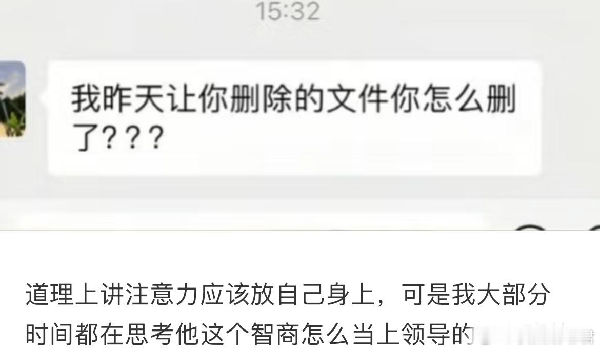 道理上讲注意力应该放自己身上，可是我大部分时间都在思考他这个智商怎么当上领导的 