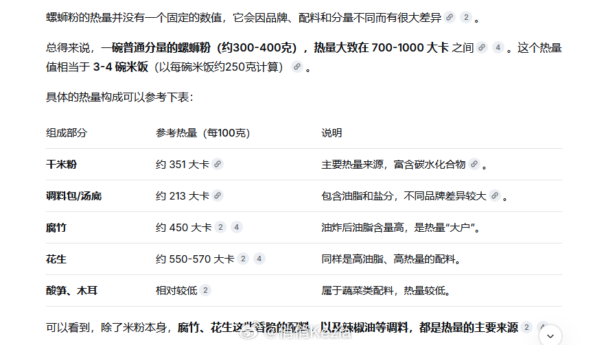 加班到这个点，又想吃螺蛳粉了…搜了一下热量…🤐不饿了 