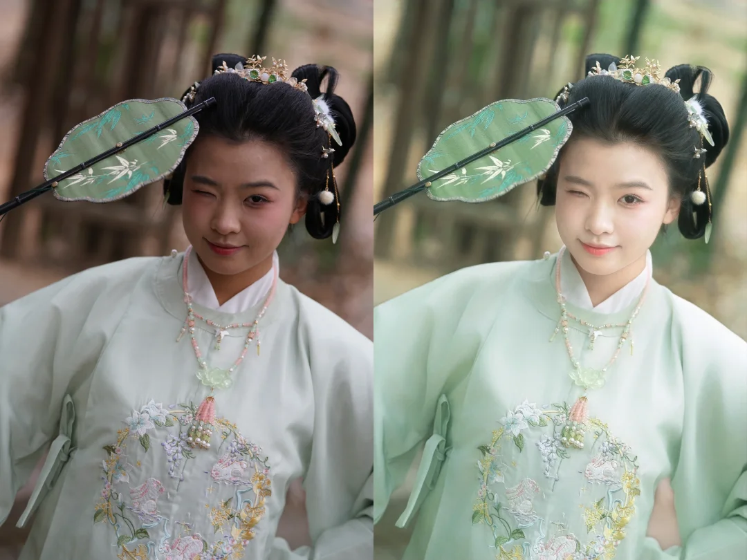 汉服修图前后对比