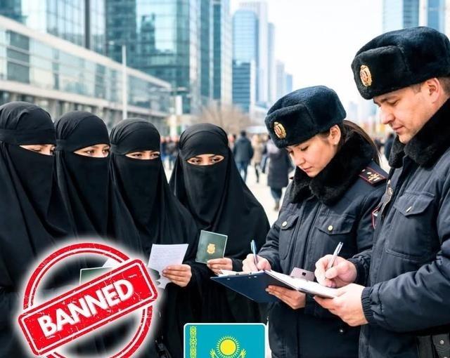 哈萨克斯坦已宣布在公共场合禁止穿戴布尔卡（罩袍）和尼卡布（面纱），成为数个对全脸