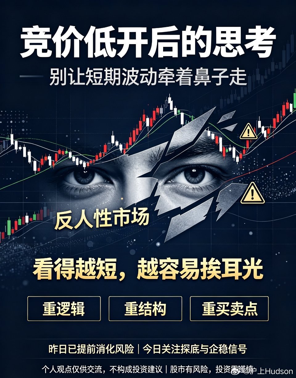 竞价低开深度感悟：看懂当下市场，别被短期波动反复收割今日A股竞价再度低开，盘面延