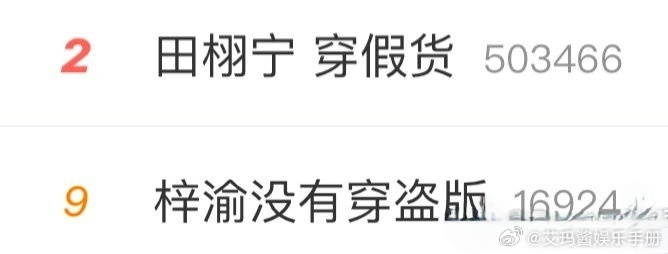 田栩宁 梓渝同款撞衫后榜上热度顶峰相见了[笑cry]田栩宁 穿假货梓渝没有穿盗版
