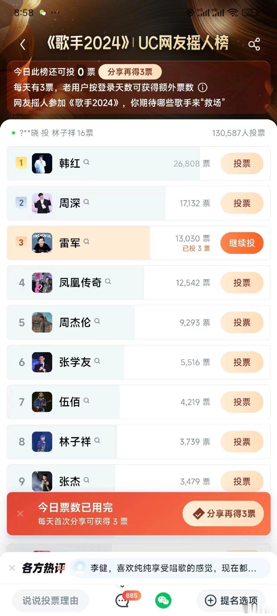 雷总要上湖南卫视《歌手2024》？！！这下好玩了，歌手2024网友摇人榜上，雷总