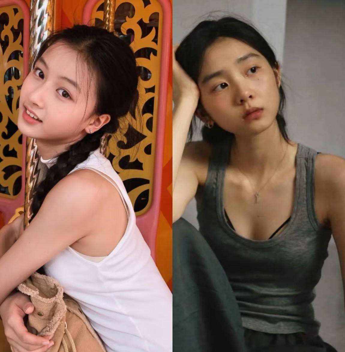 左边是七七赵玉琪
右边是多多黄忆慈
一个是普通百姓家里出来的小美女，一个是大明星