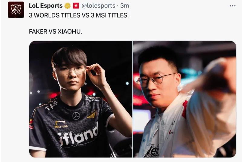 【LOL官方拱火：Xiaohu vs Faker！三个S赛冠军vs三个MSI冠军