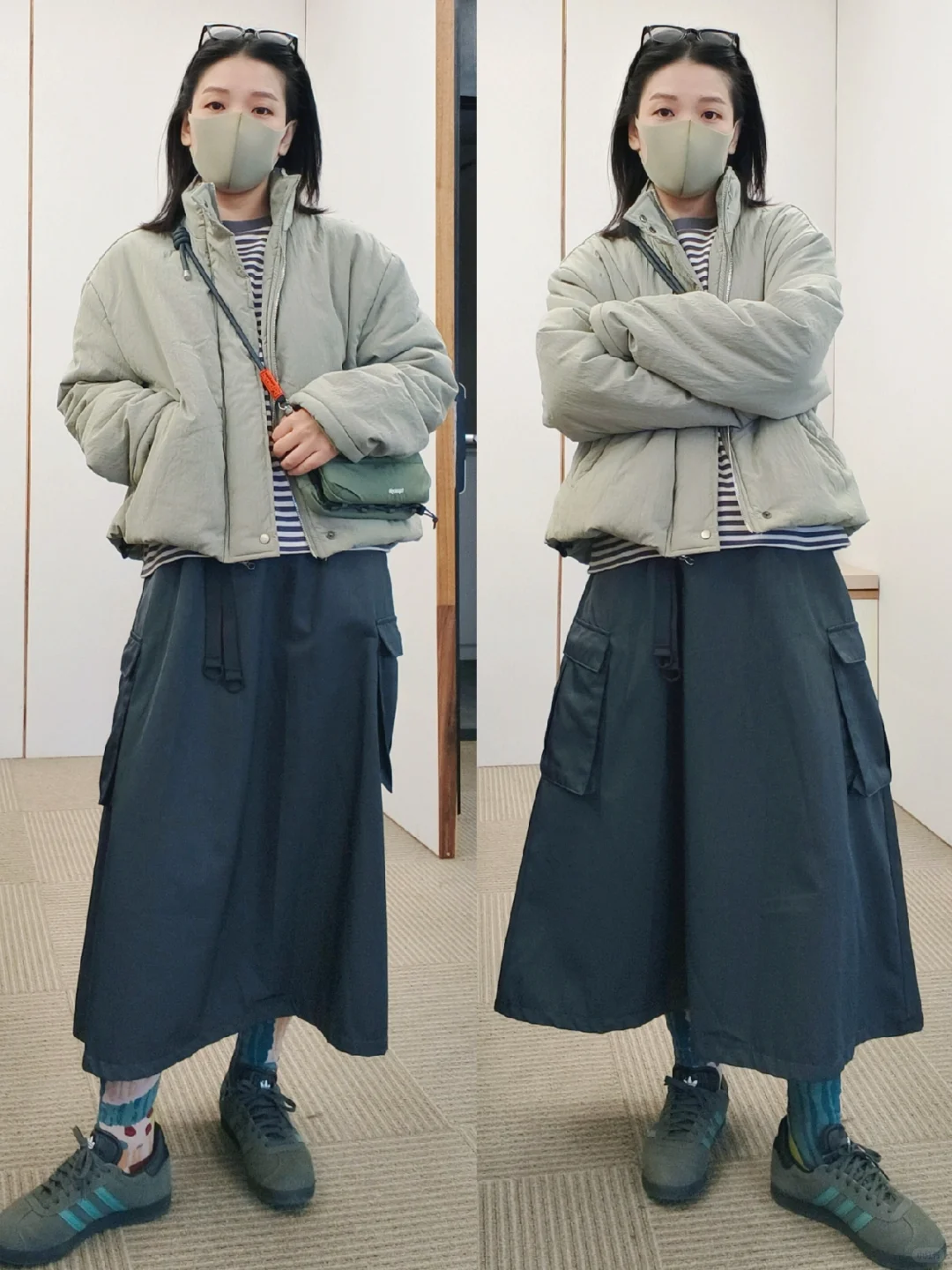 周一OOTD | 棉服➕工装裙，日系保暖穿搭
