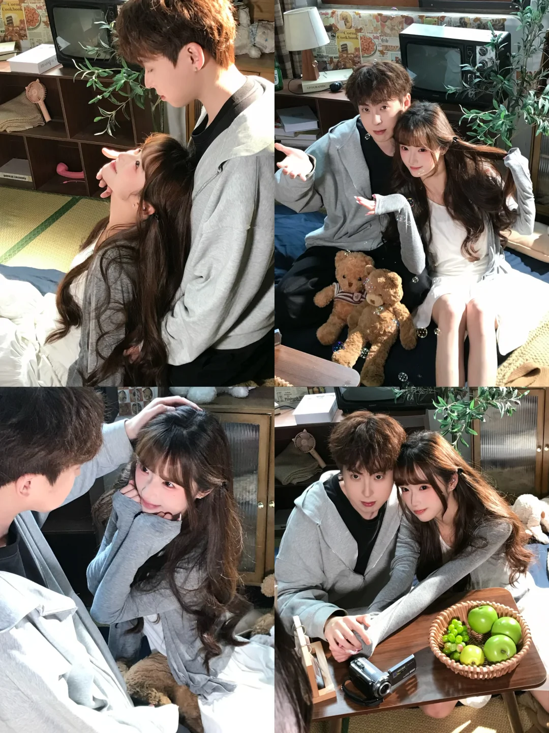 居家情侣合照这样拍太甜咯～