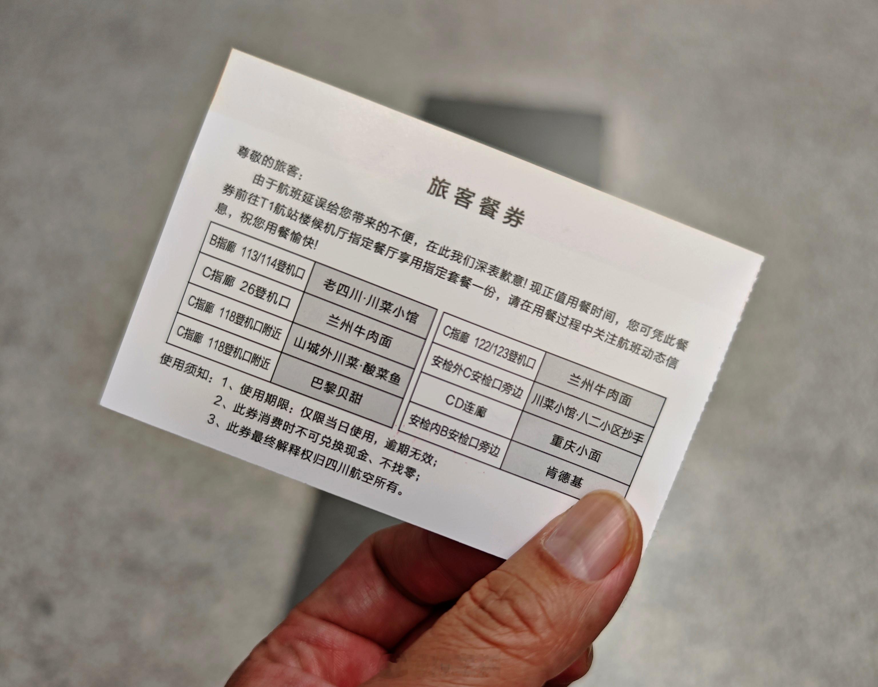 因为飞机晚点，航空公司请所有人免费吃午餐，我选了兰州牛肉面，只要牛肉不要面，服务
