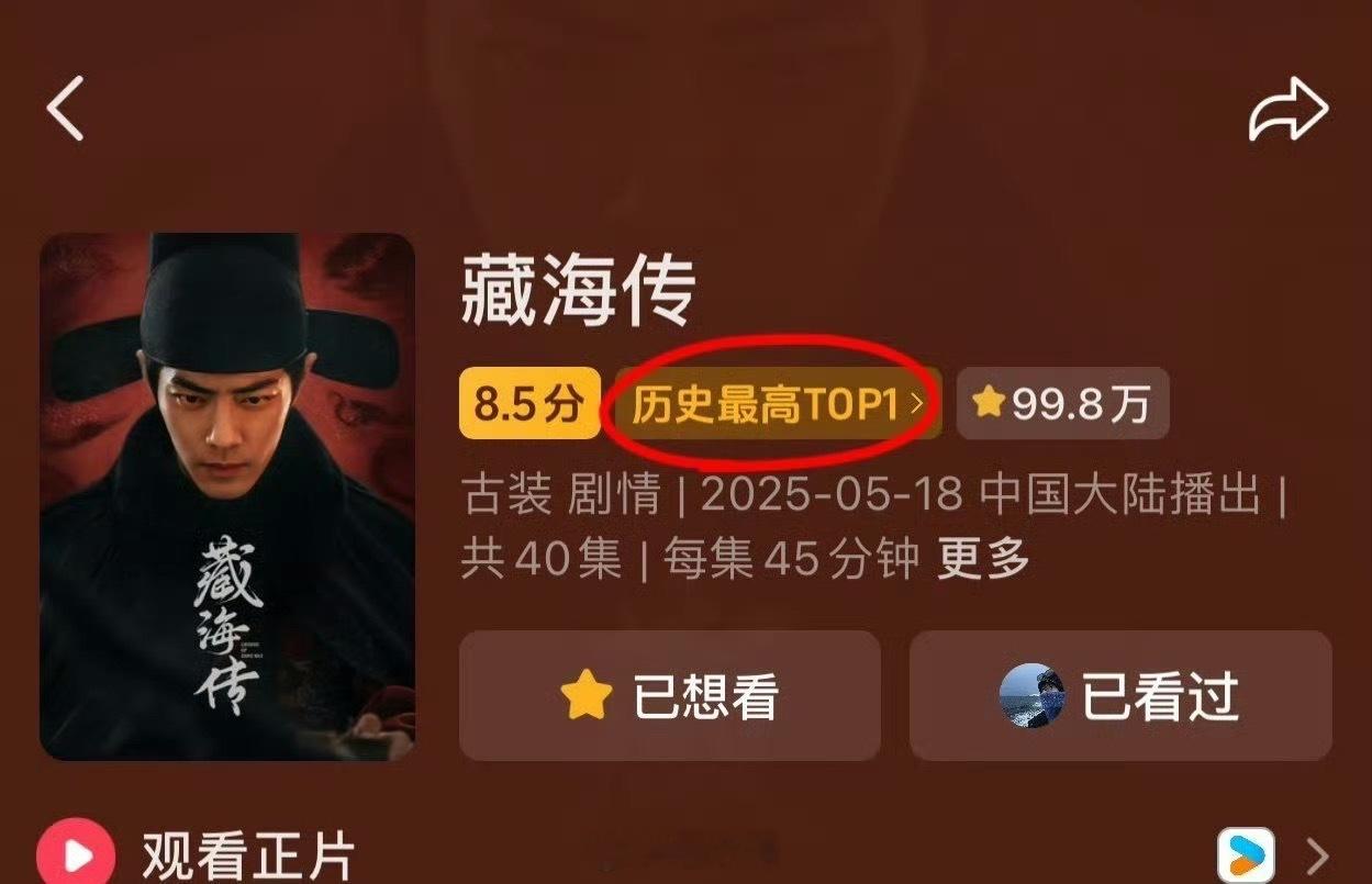 藏海传又双叒叕涨分了 肖战《藏海传》在豆瓣的评分又涨了，新剧目前8.5。肖战的大