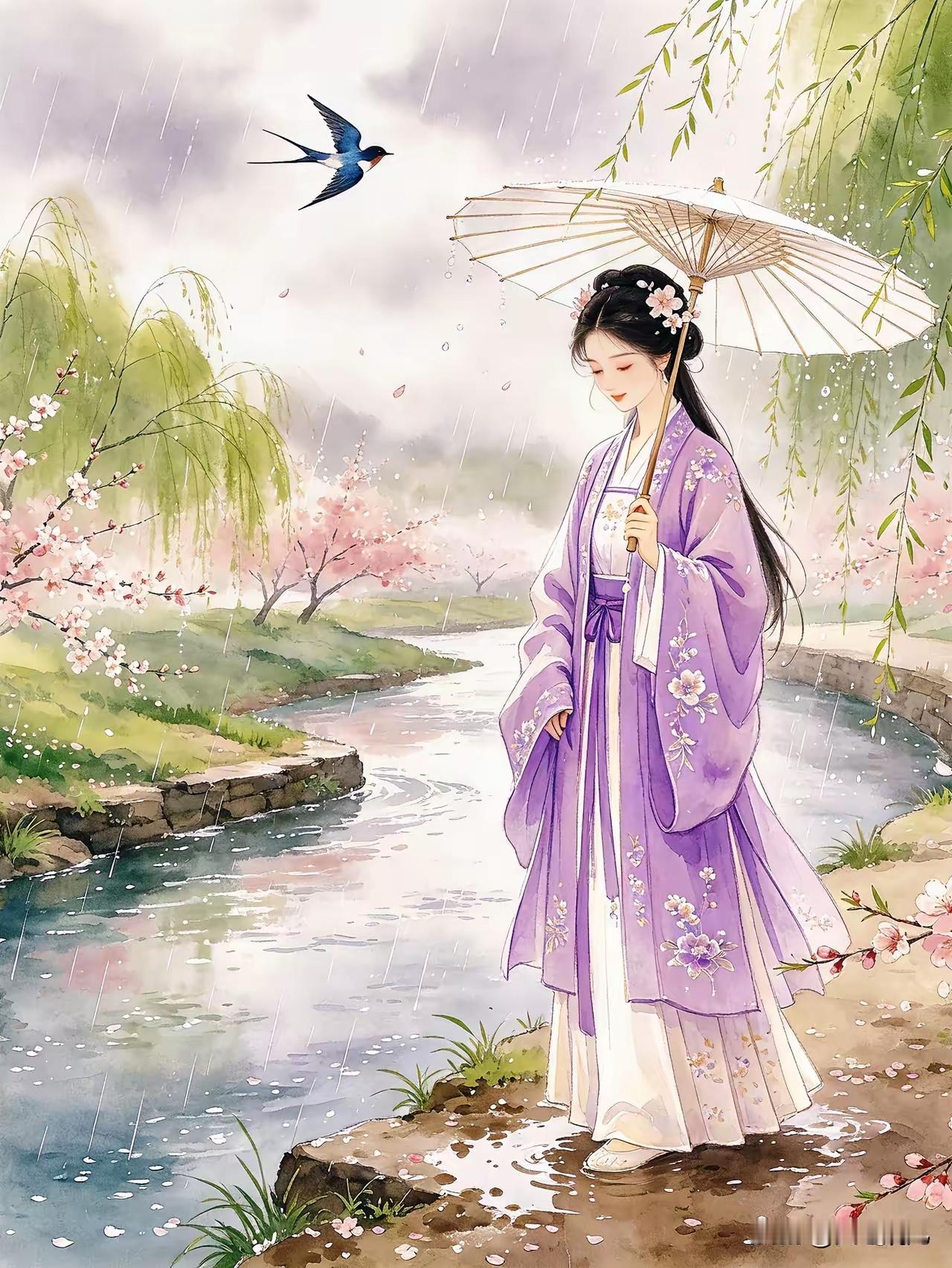 捣练子·春景
烟柳软，燕声低，
漫逐春光过旧溪。
落尽桃花香未歇，
一帘疏雨润春