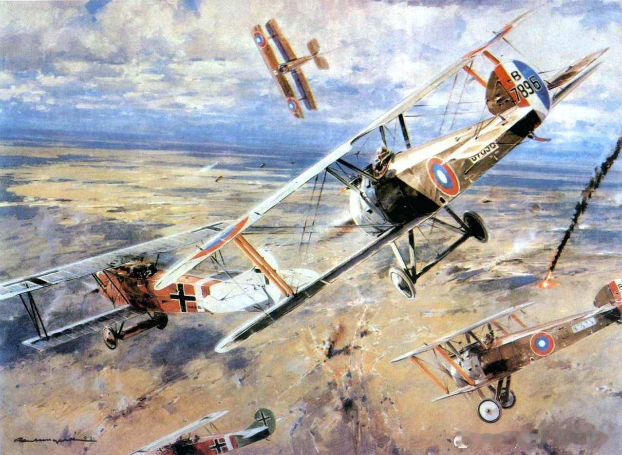 1918年一战空战场景，协约国的索普威斯“骆驼”（Sopwith Camel）战