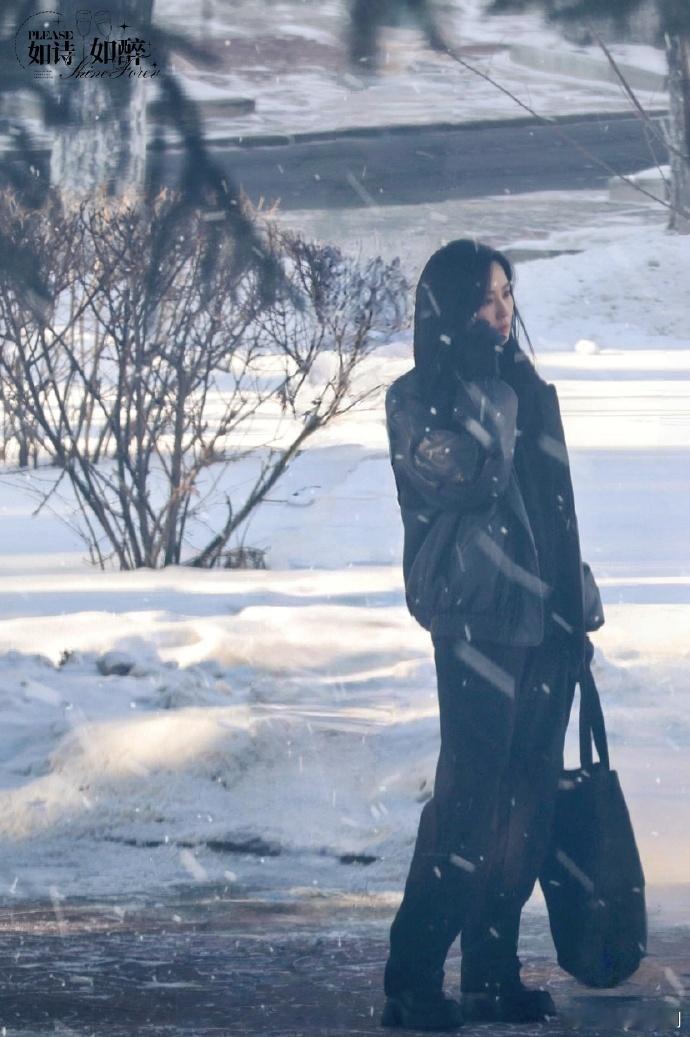 刘诗诗新剧雪景路透  刘诗诗醉梦雪地路透 刘诗诗站在雪地里，眼神中透着坚定与柔情