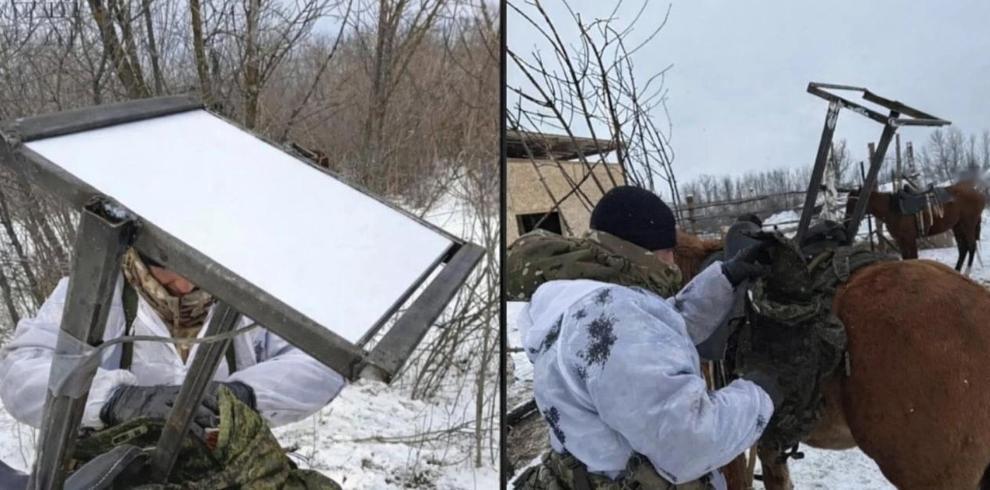 图文：社交媒体出现俄军在马驮运星链终端图片   

据报道，周四，社交媒体上出现