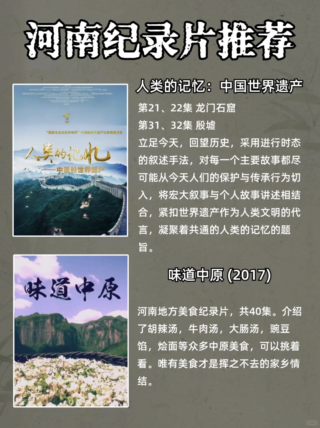 8部河南纪录片推荐❗看完不用做攻略了❗