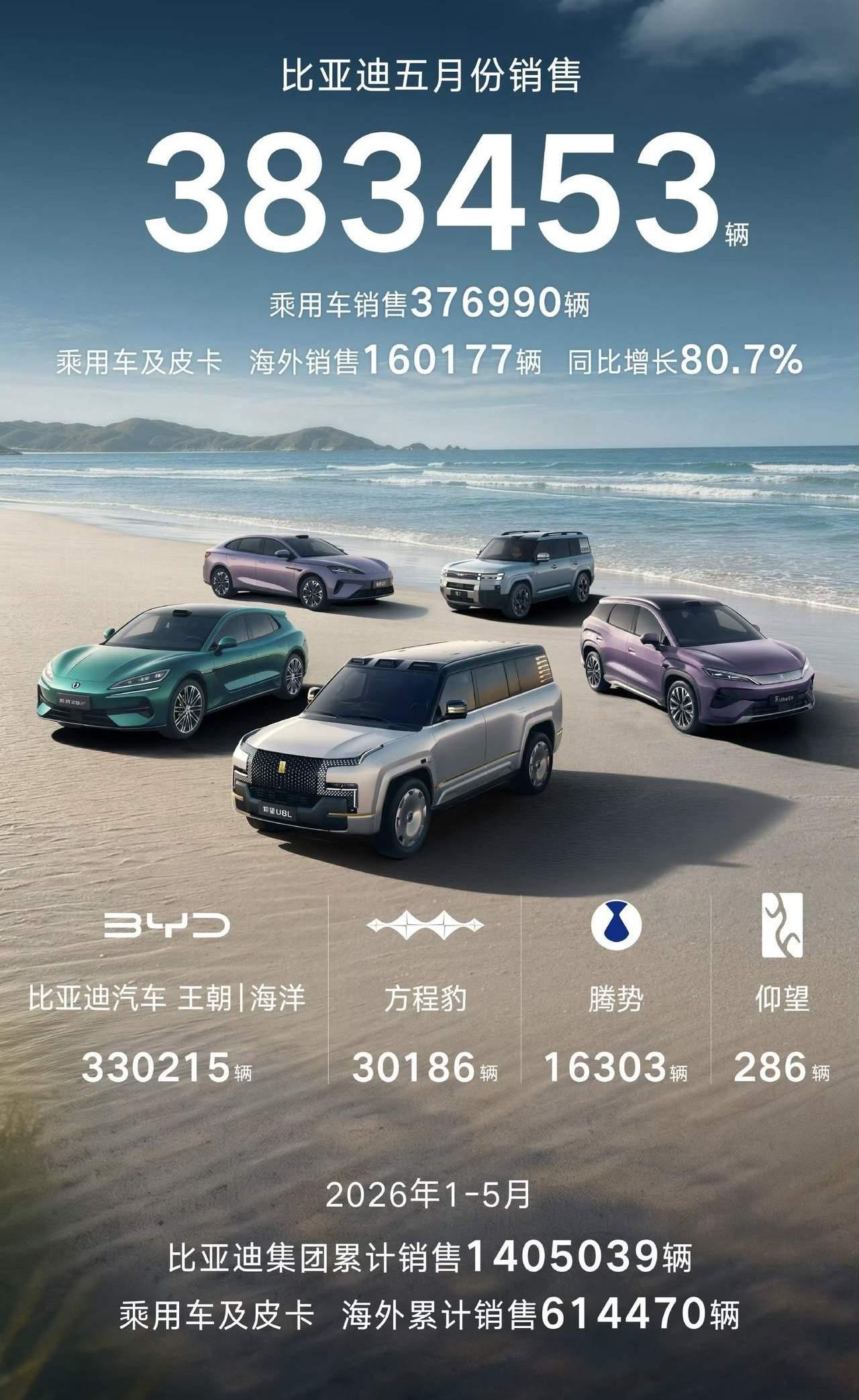 2026年5月国内汽车销量榜单简析
 
2026年5月国内车市整体回暖，新能源渗