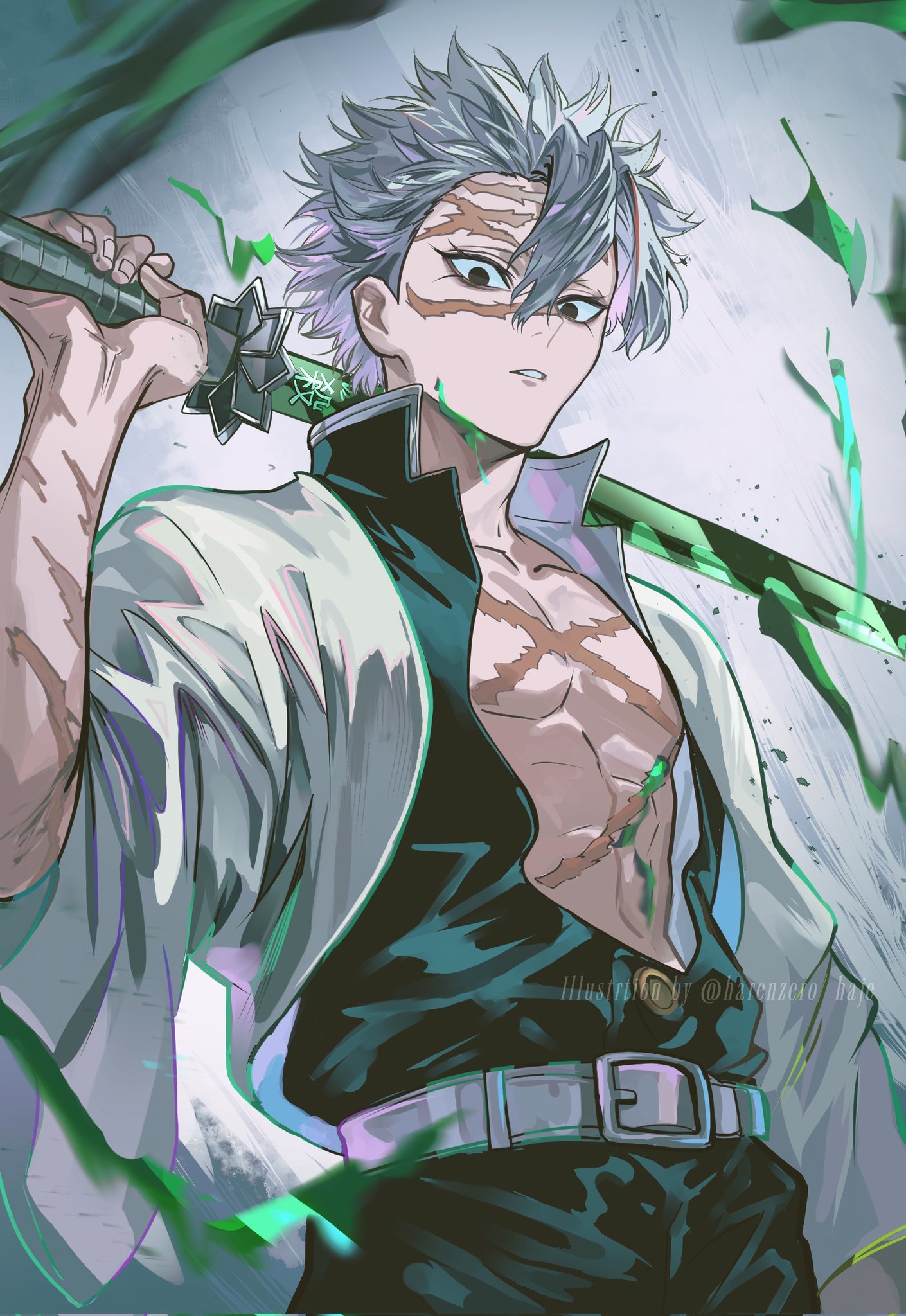 画师Melo X：harenzero 画的不死川实弥 