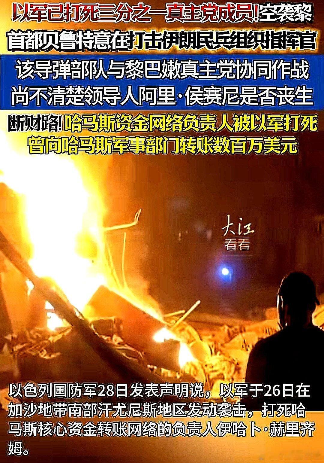 以色列空袭贝鲁特，意在打击伊朗民兵组织指挥官！该导弹部队与黎巴嫩真主党协同作战，