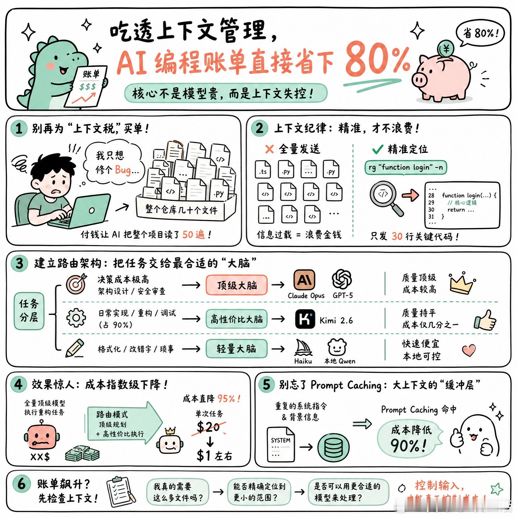【吃透上下文管理，AI编程账单直接省下80%】快速阅读：本文揭示了 AI 编程费