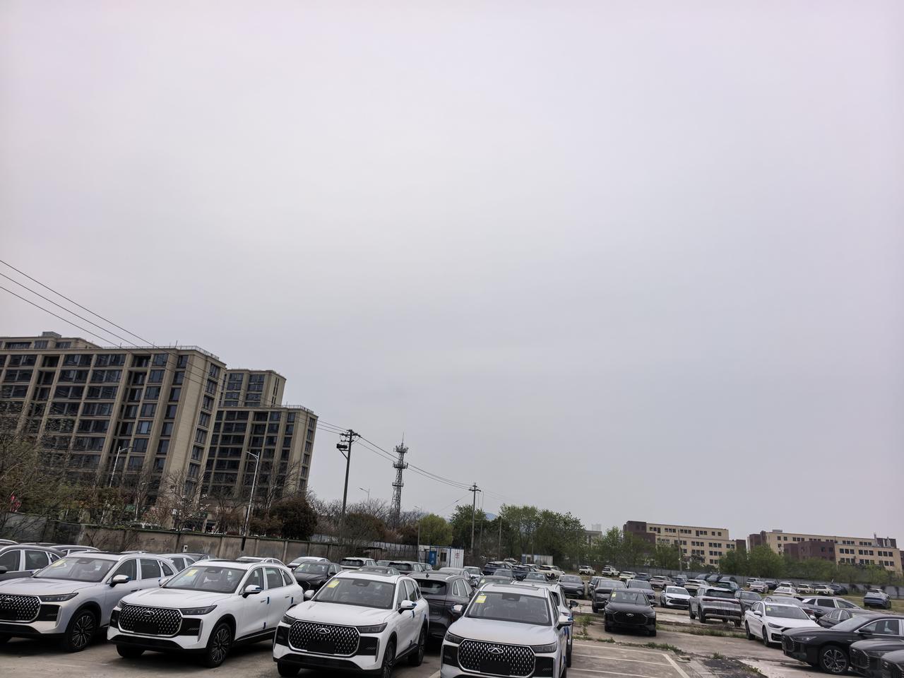 莫非这就是零公里二手车？
大片大片的车，都非常新停在这里，看起来停的很久了，都有