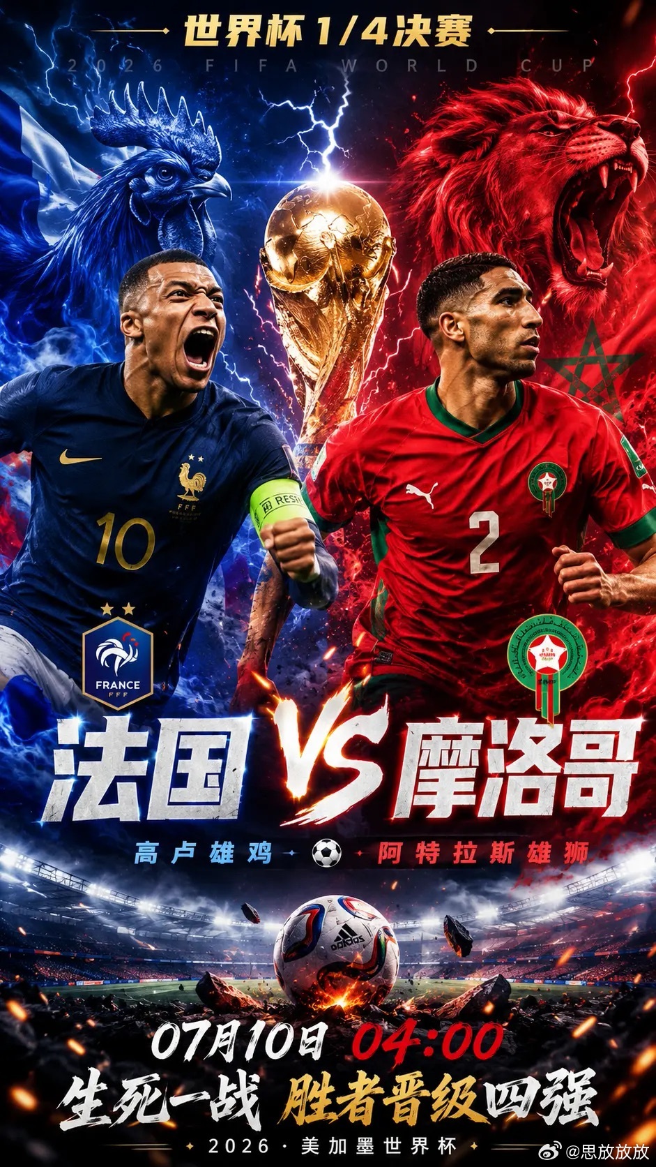 美加墨世界杯美加墨世界杯大v观赛团 姆巴佩能带领高卢雄鸡挺进四强吗？北京时间今晚