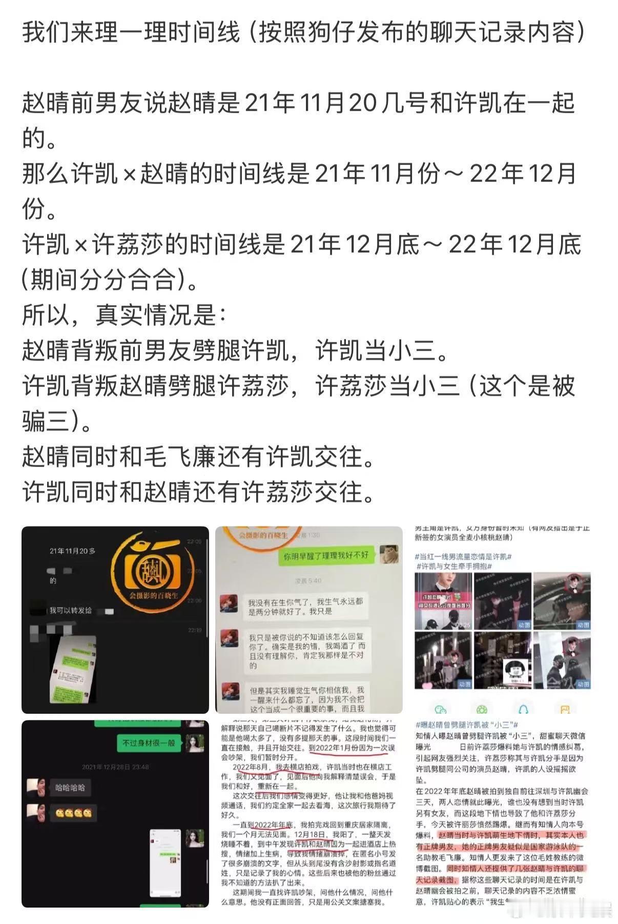 许凯许荔莎赵晴时间线许凯许荔莎赵晴恋情时间线许凯许荔莎赵晴恋情时间线，乱成一锅粥