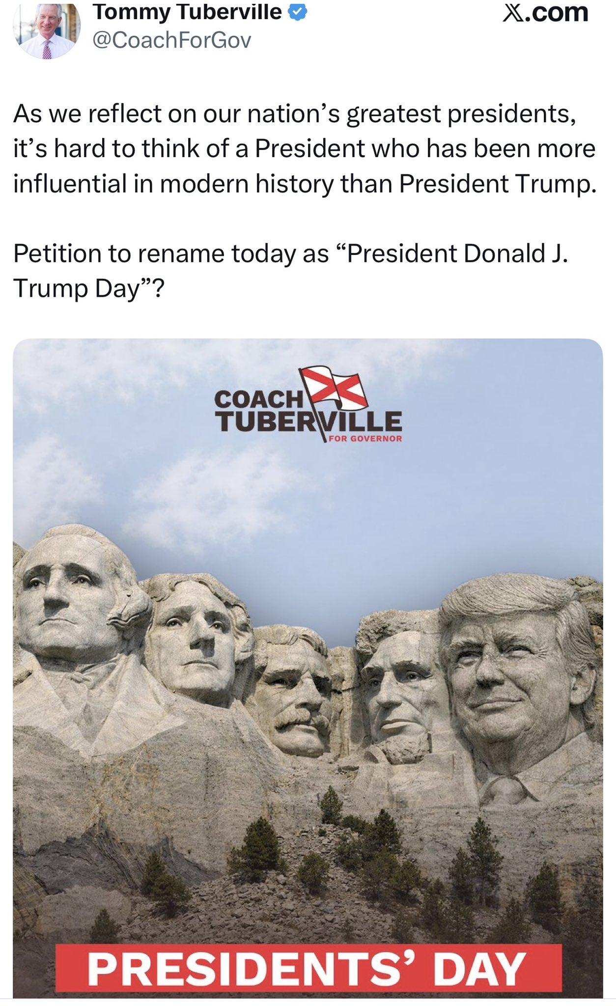 今天是美国为了纪念建国之父、首任总统华盛顿生日的总统节（president's 