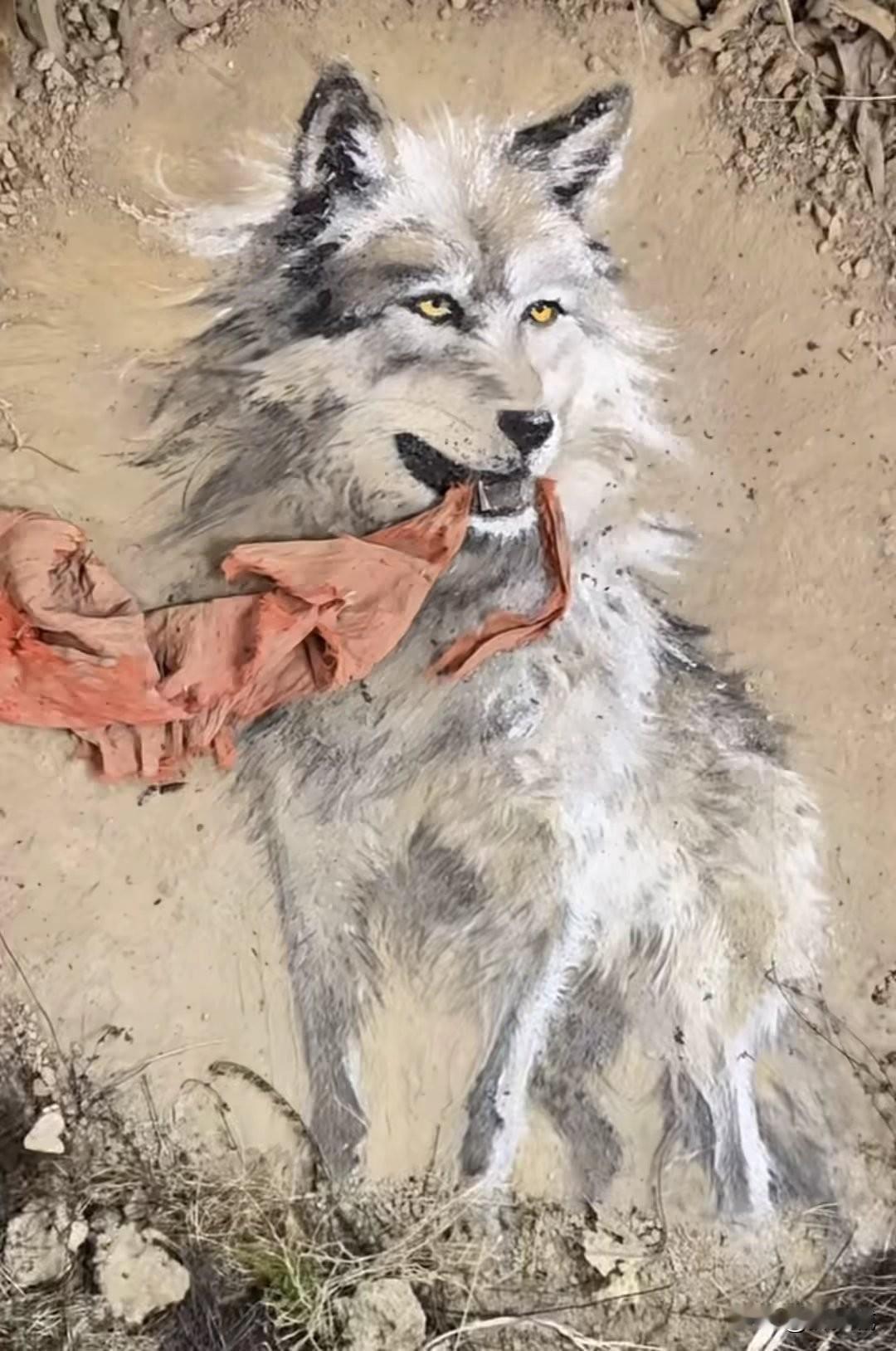 这个世界上最不缺的就是人才

谁能一眼看出来这匹狼是画的

它就是高人在地上画的