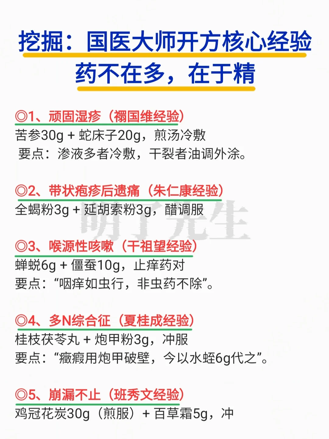 挖掘：国医大师开方核心验方，开方不在药多