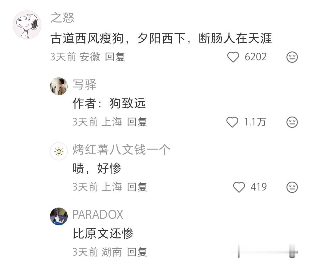 如果把诗词中的马都换成狗 好有意思啊不教胡狗度阴山，郎骑竹狗来，古道西风瘦狗，浅