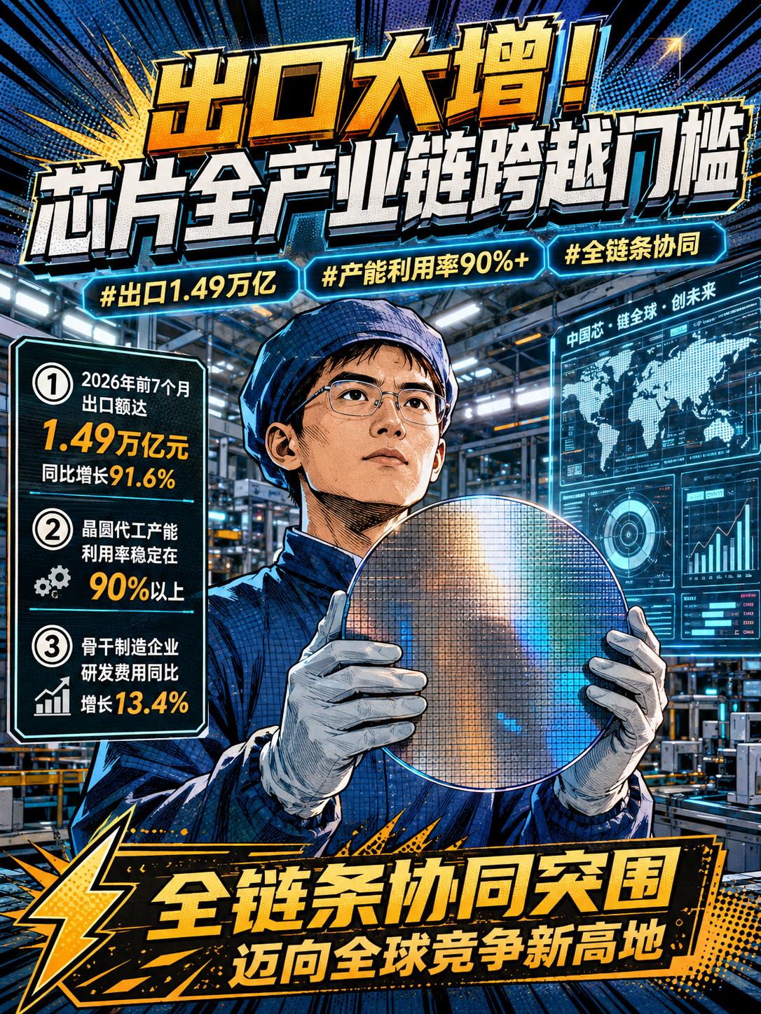 我国集成电路出口大增91.6%，芯片产业正在跨过什么门槛？
今年前7个月我国集成