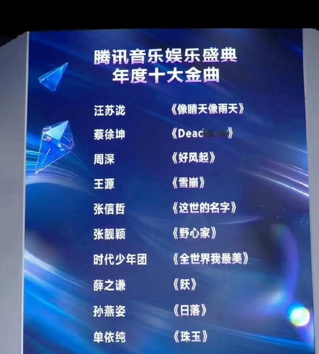 腾讯音乐盛典年度十大金曲 你们都听过哪首！ 