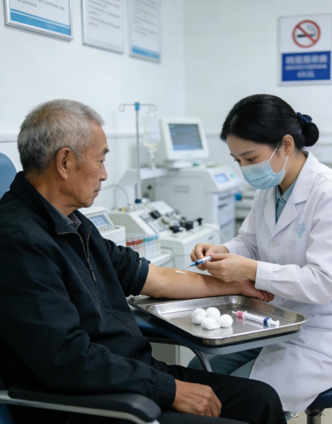 为了让老伴4月10号顺利住院化疗，早晨7点半我陪着他来到离家最近的社区医院，挂内