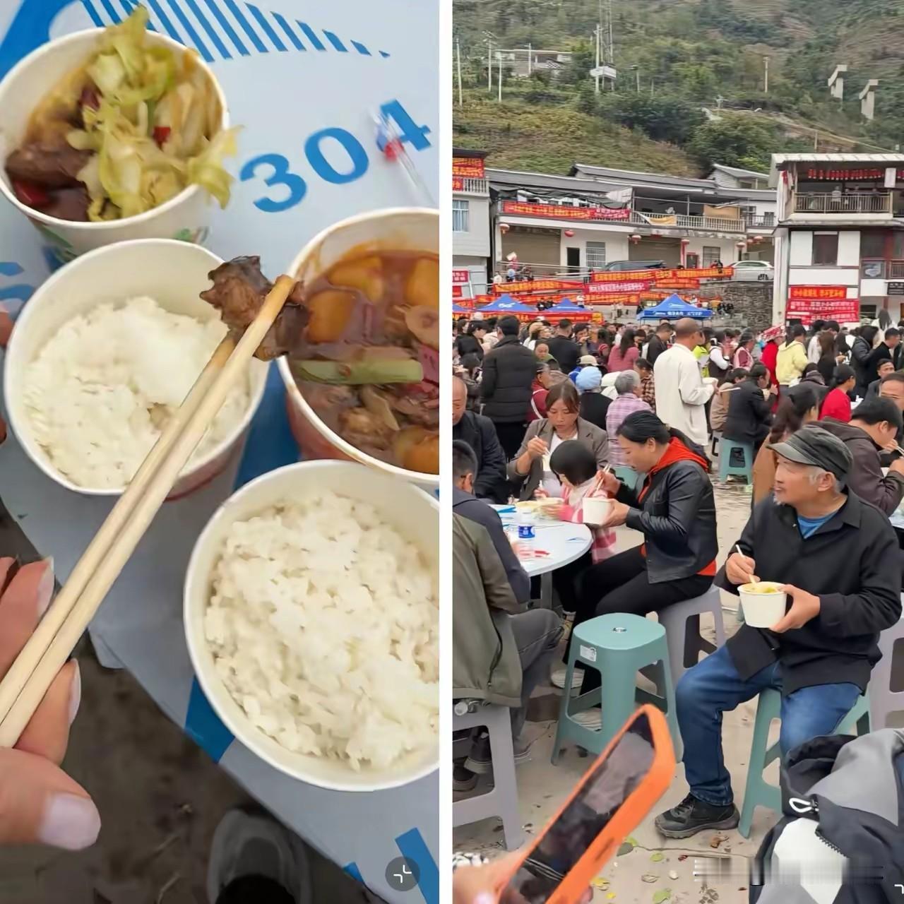 终于知道为啥，
一桌子再普通不过的家常菜，
能让上万人翻山越岭赶去排队。

小小