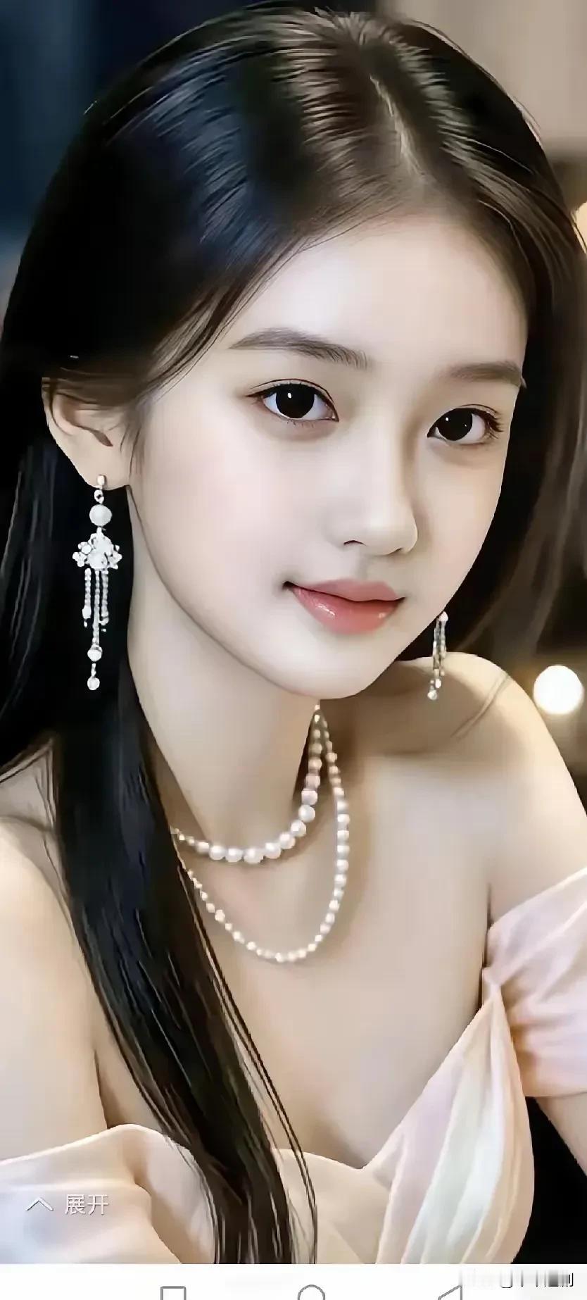 珠光衬眉眼，温柔在夜色里缓缓流淌✨
国色天姿美女照 温柔治愈款美女