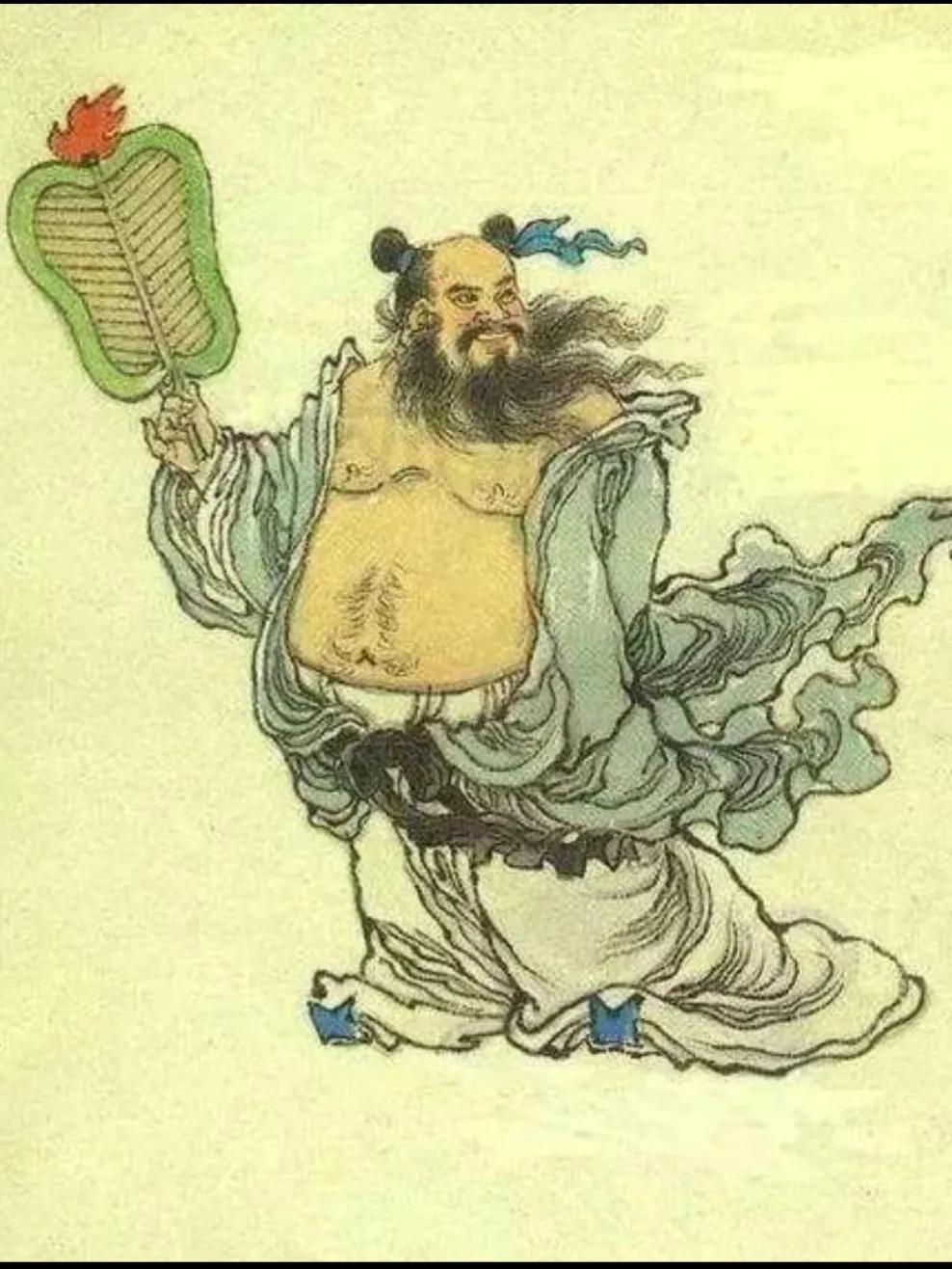 《咏汉钟离》
七言绝句·原创
 
袒腹虬髯执扇悠，
昔为战将弃王侯。
终南悟道修