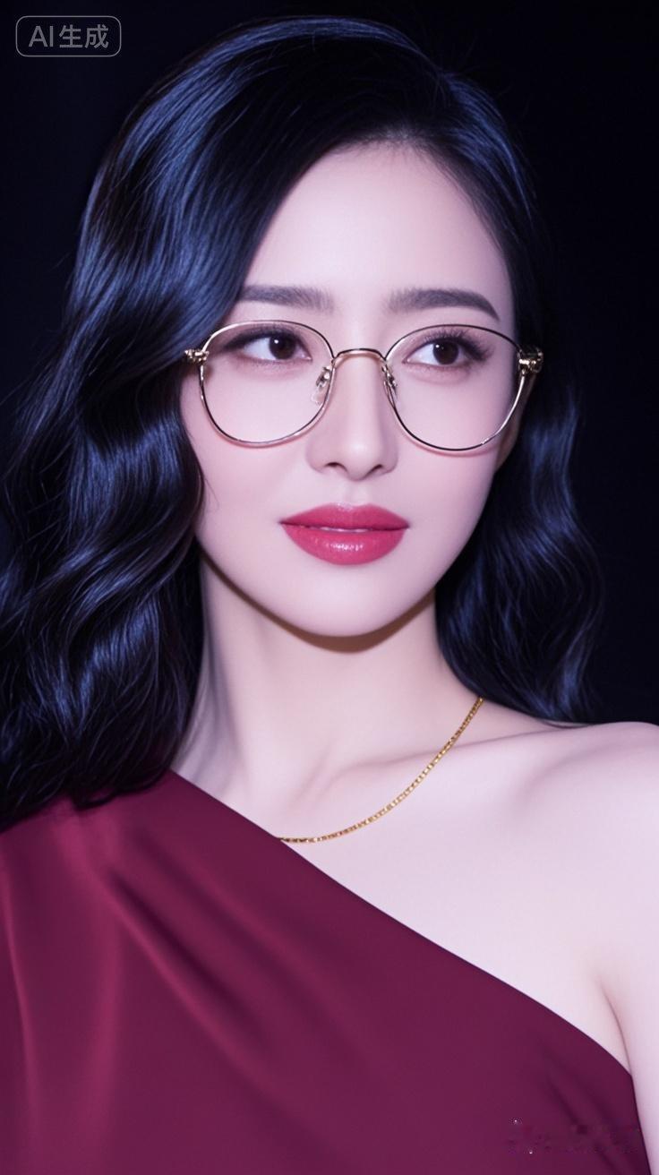 优雅气质，复古眼镜，红唇魅惑，时尚穿搭